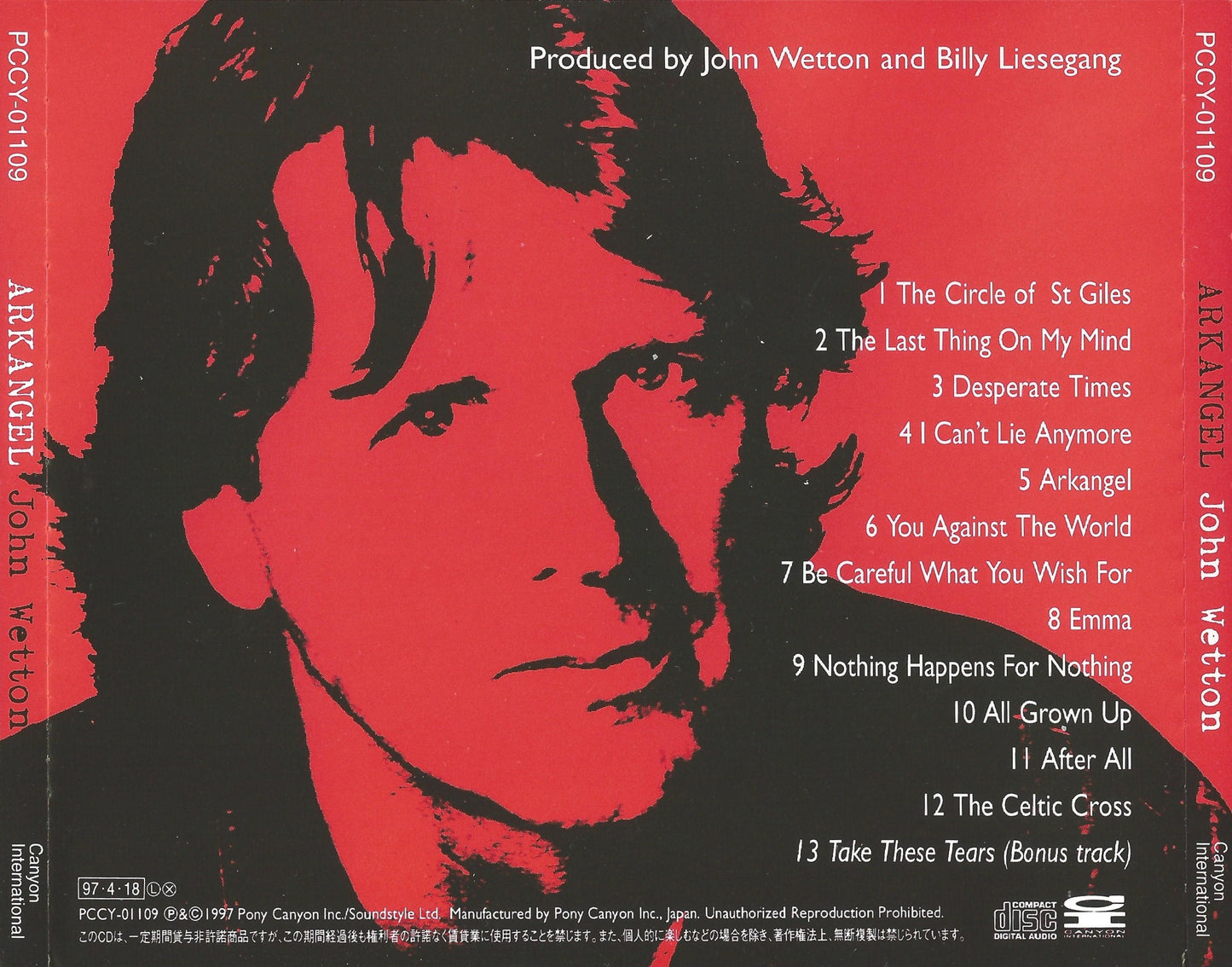 Arkangel — John Wetton back cover
