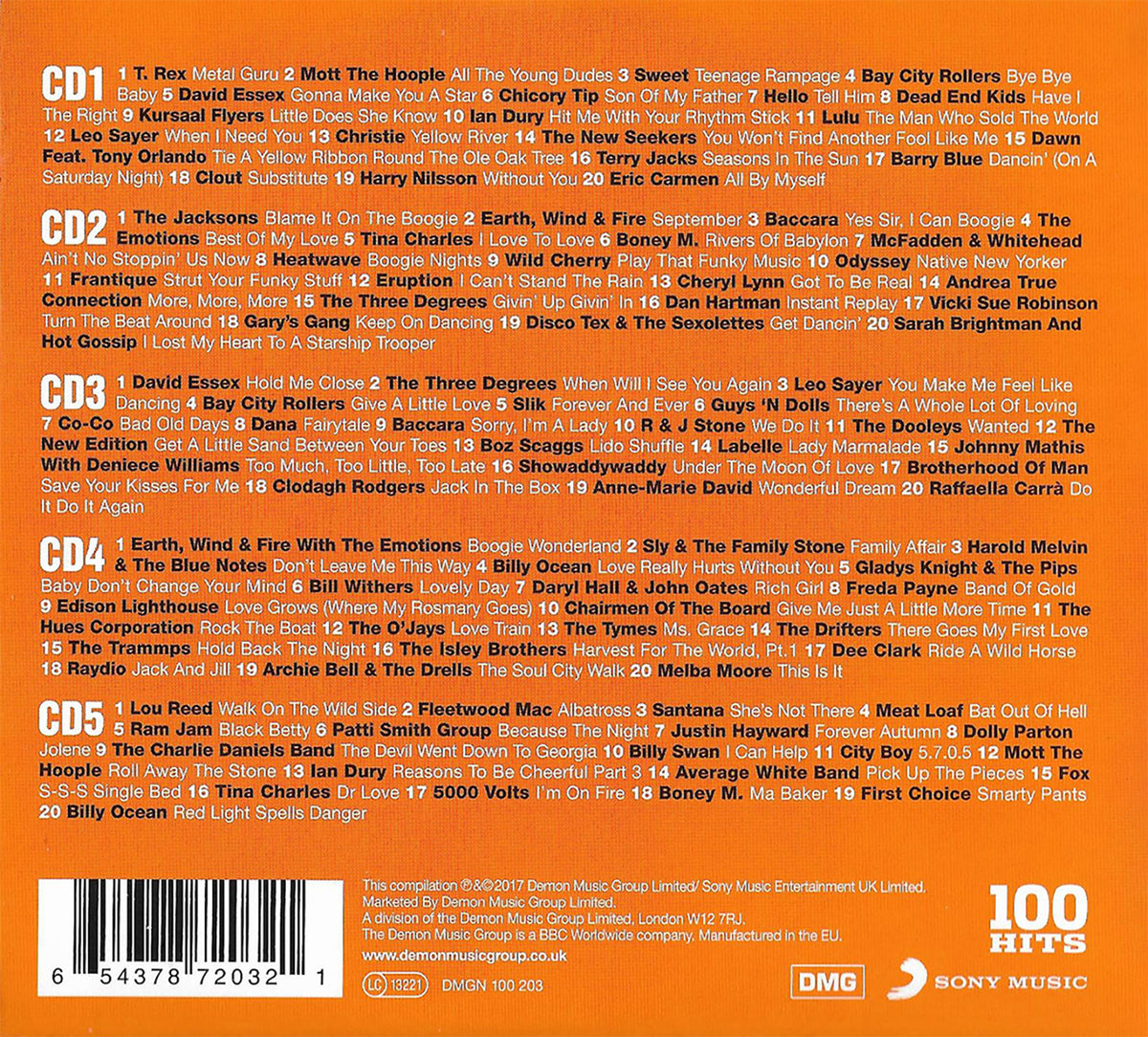 100 Hits: The Best Disco Album — Earth, Wind & Fire Feat. The Emotions back cover