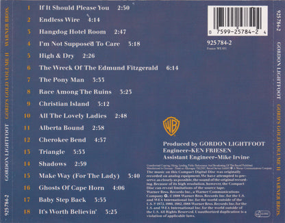 Gord's Gold, Vol. 2 — Gordon Lightfoot back cover