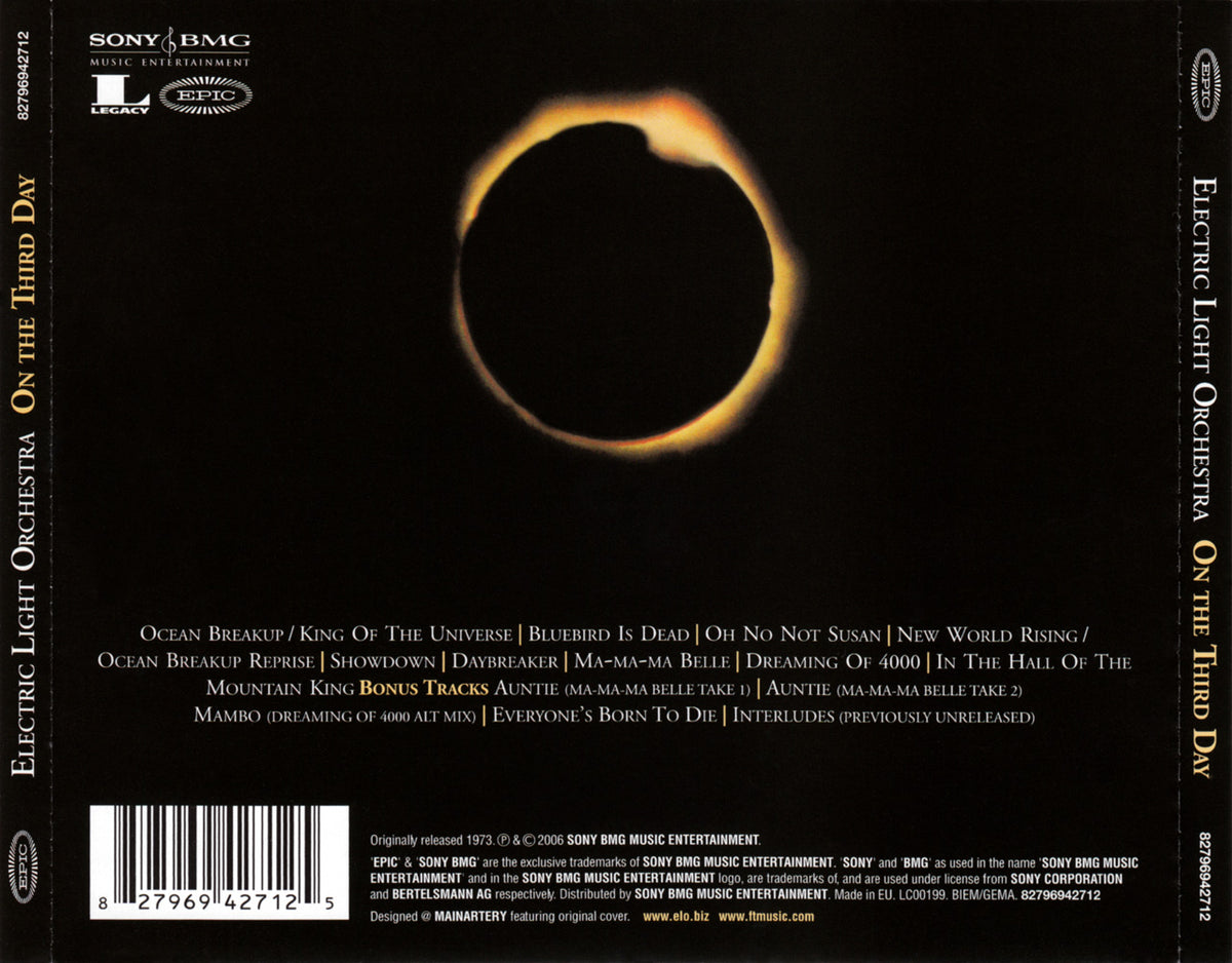 On the Third Day — Electric Light Orchestra back cover