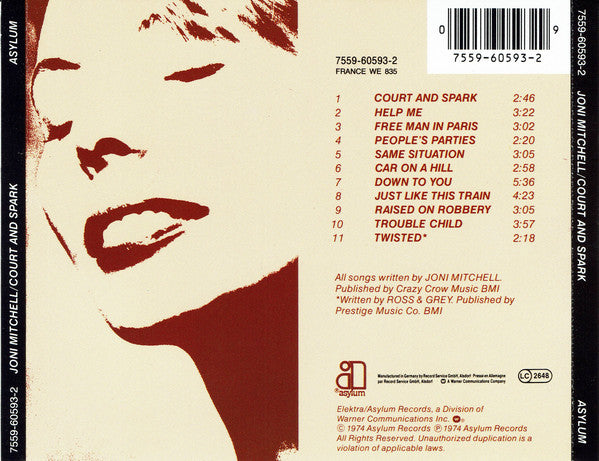 Court and Spark â€” Joni Mitchell back cover