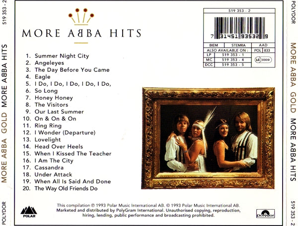 Gold — ABBA back cover