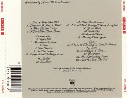 Chicago III — Chicago back cover
