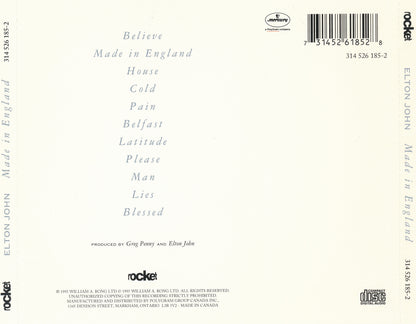 Made in England — Elton John back cover