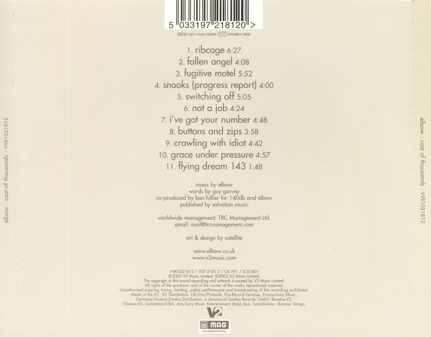 Cast of Thousands — Elbow back cover