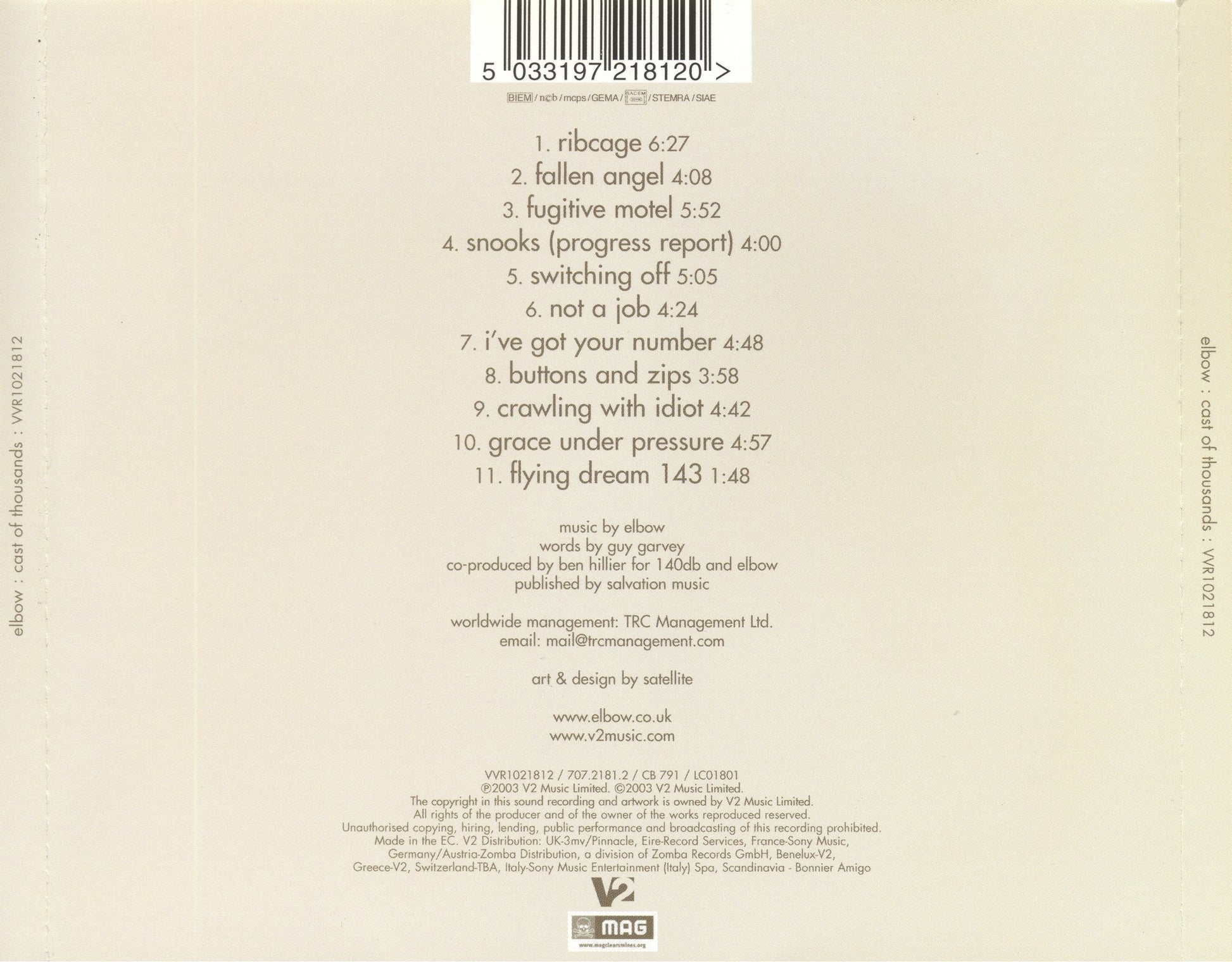Cast of Thousands — Elbow back cover