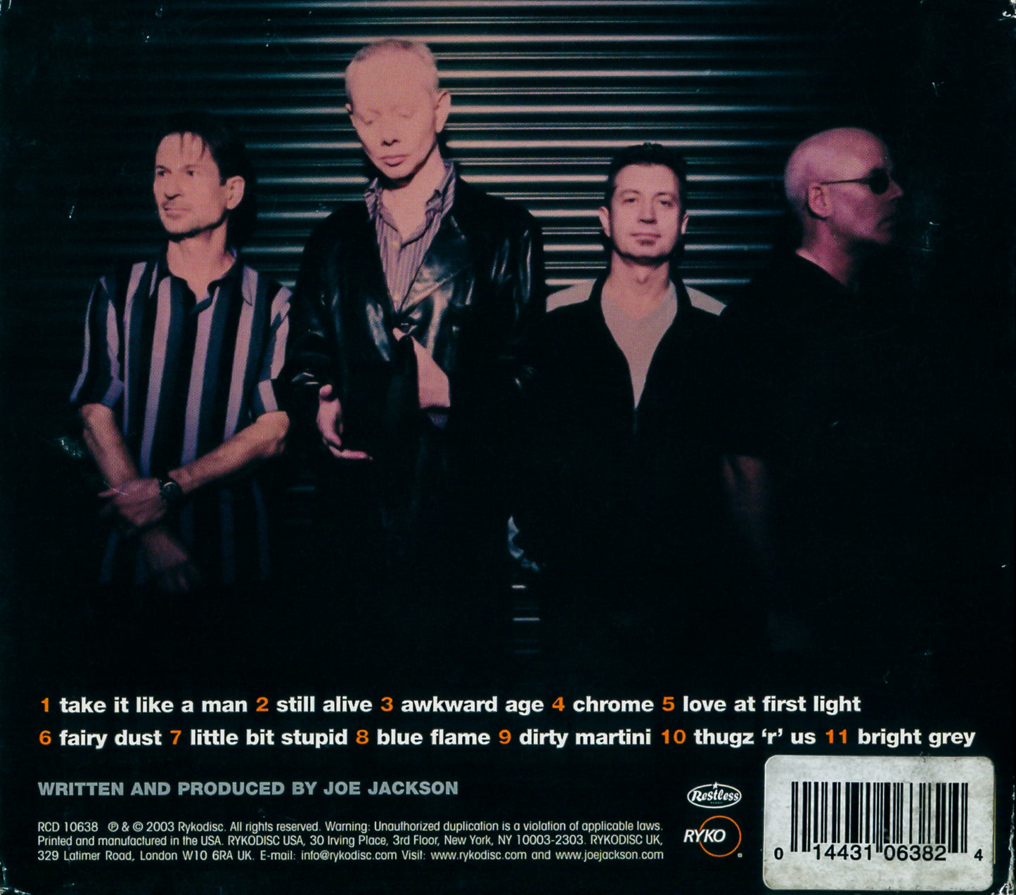 Volume 4 — Joe Jackson Band back cover