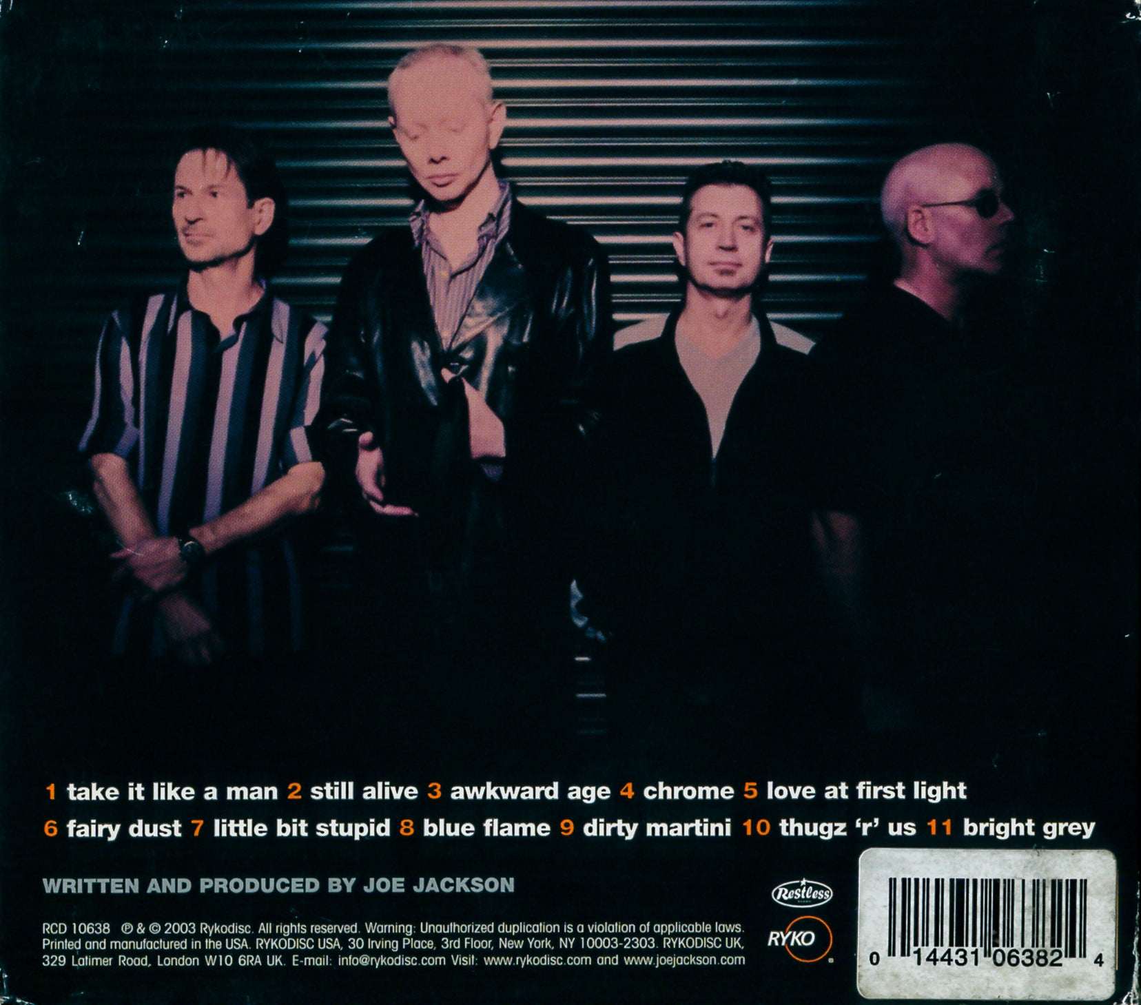 Volume 4 — Joe Jackson Band back cover