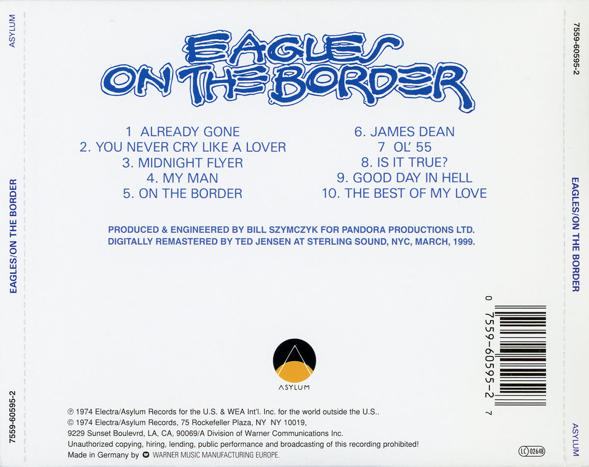 On the Border — Eagles back cover