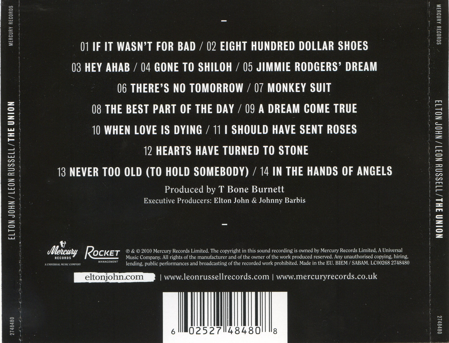 The Union — Elton John & Leon Russell back cover