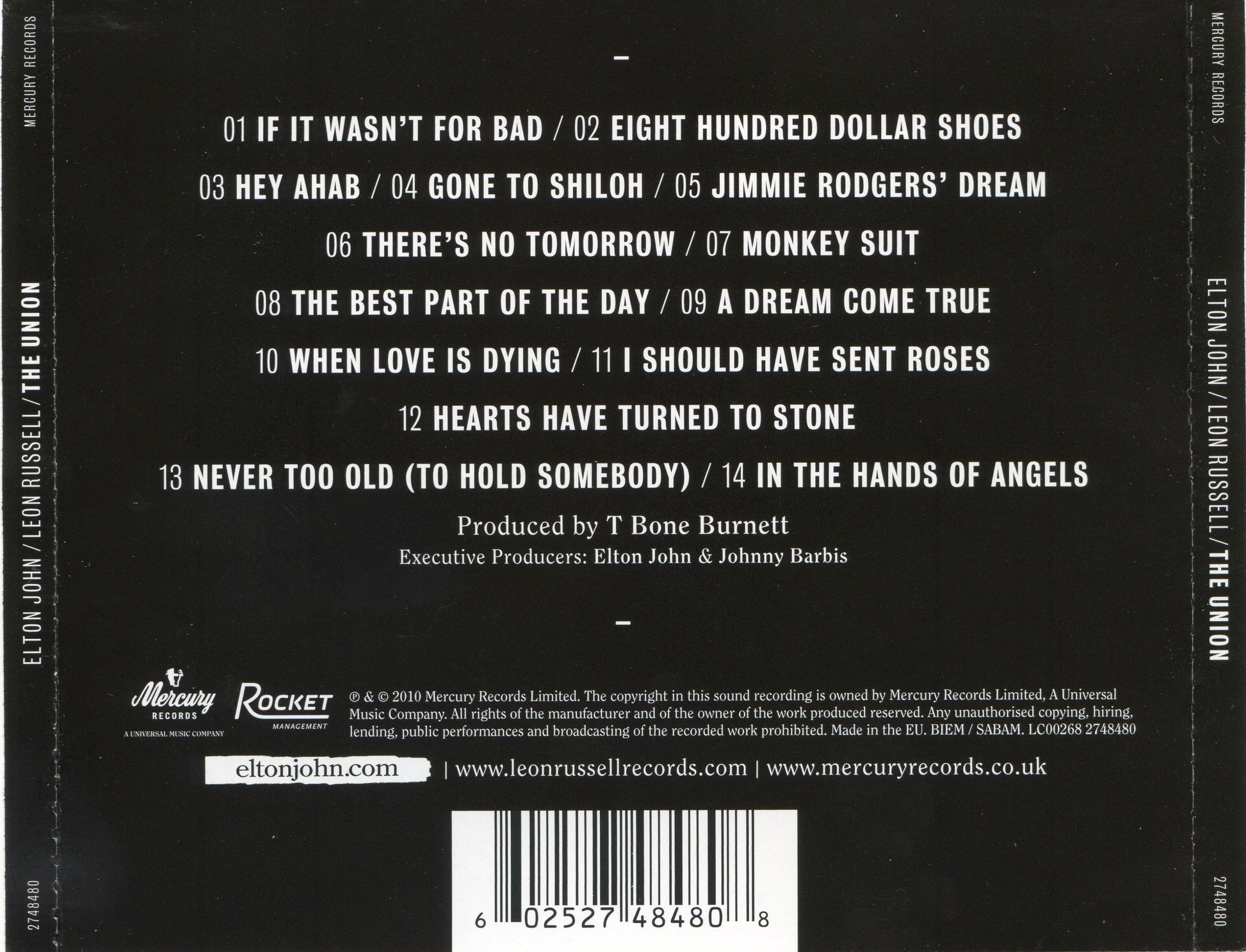 The Union — Elton John & Leon Russell back cover