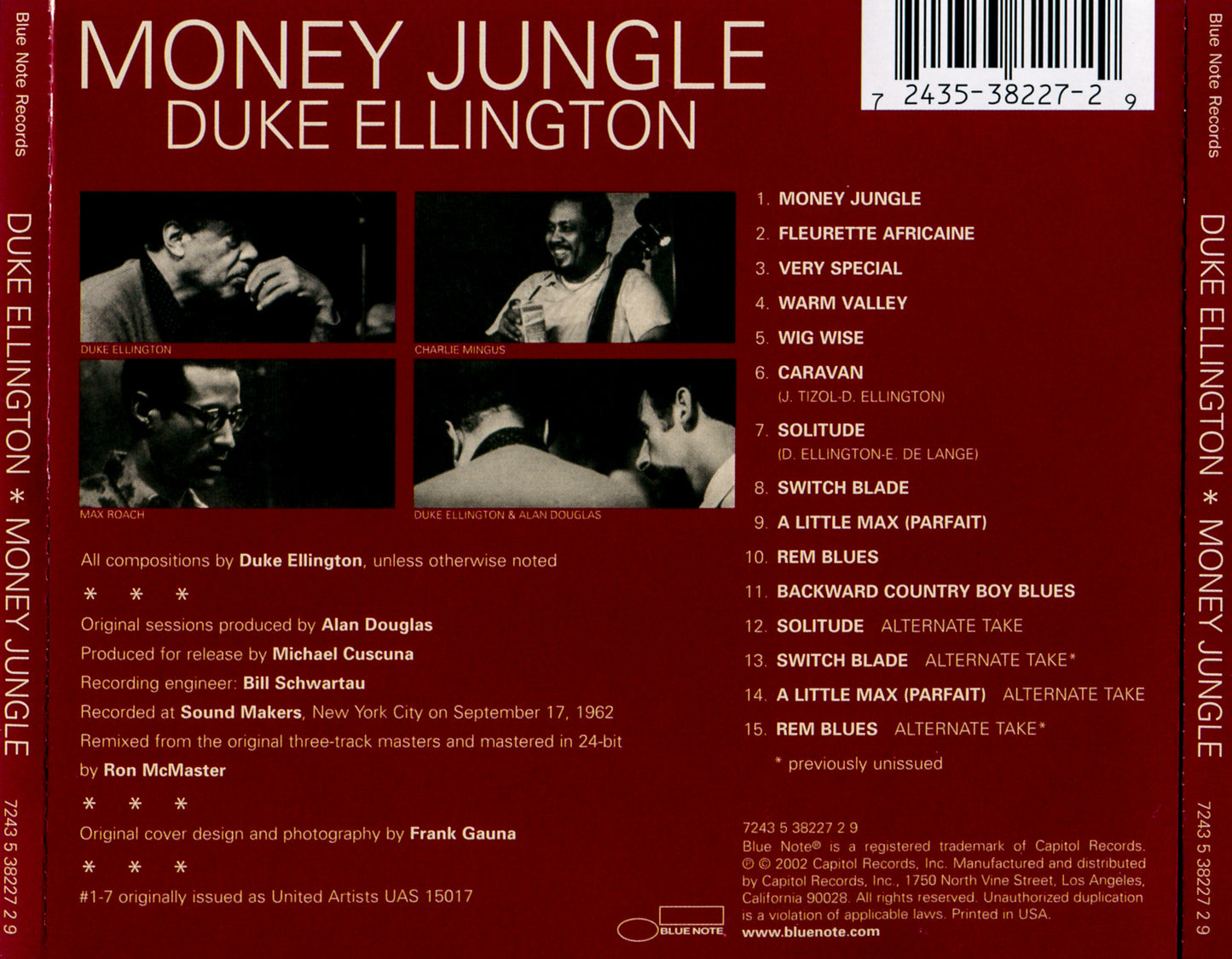Money Jungle [Expanded] — Charles Mingus/Duke Ellington/Max Roach back cover