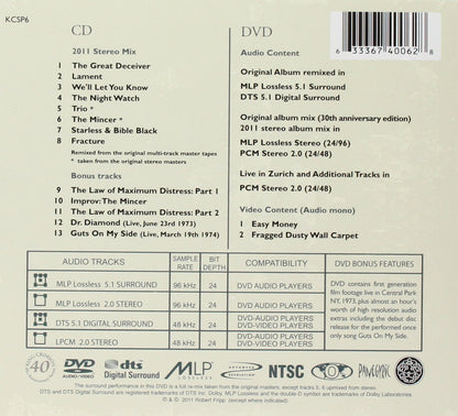 Starless and Bible Black — King Crimson back cover