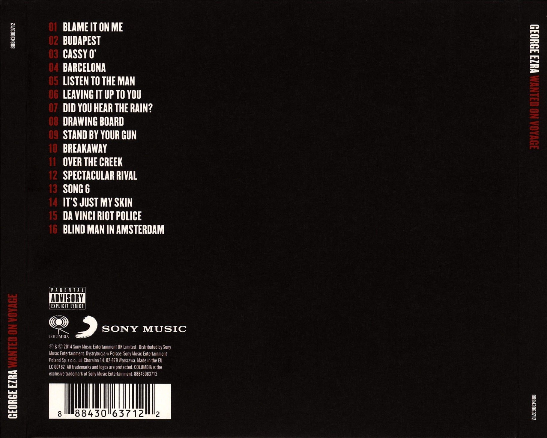 Wanted on Voyage [Explicit] — George Ezra back cover