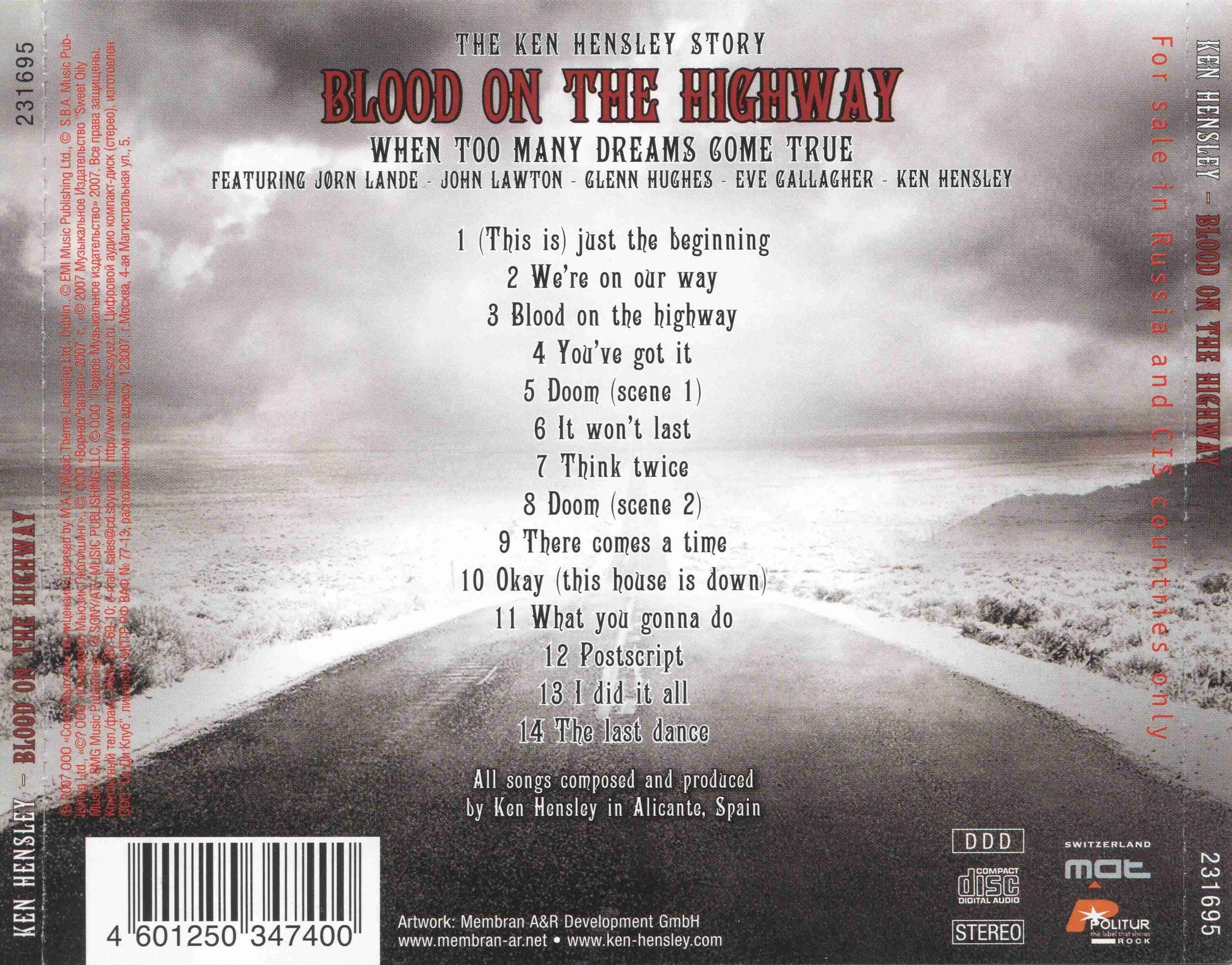 Blood On The Highway — Ken Hensley back cover