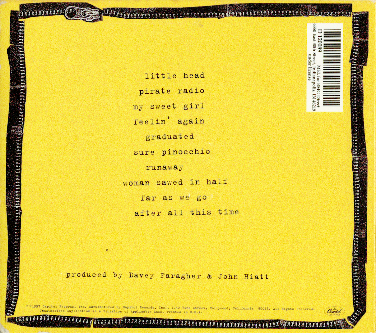 Little Head — John Hiatt back cover
