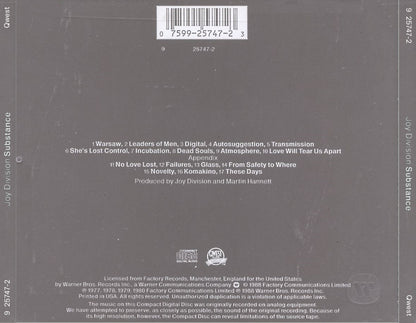 Substance â€” Joy Division back cover