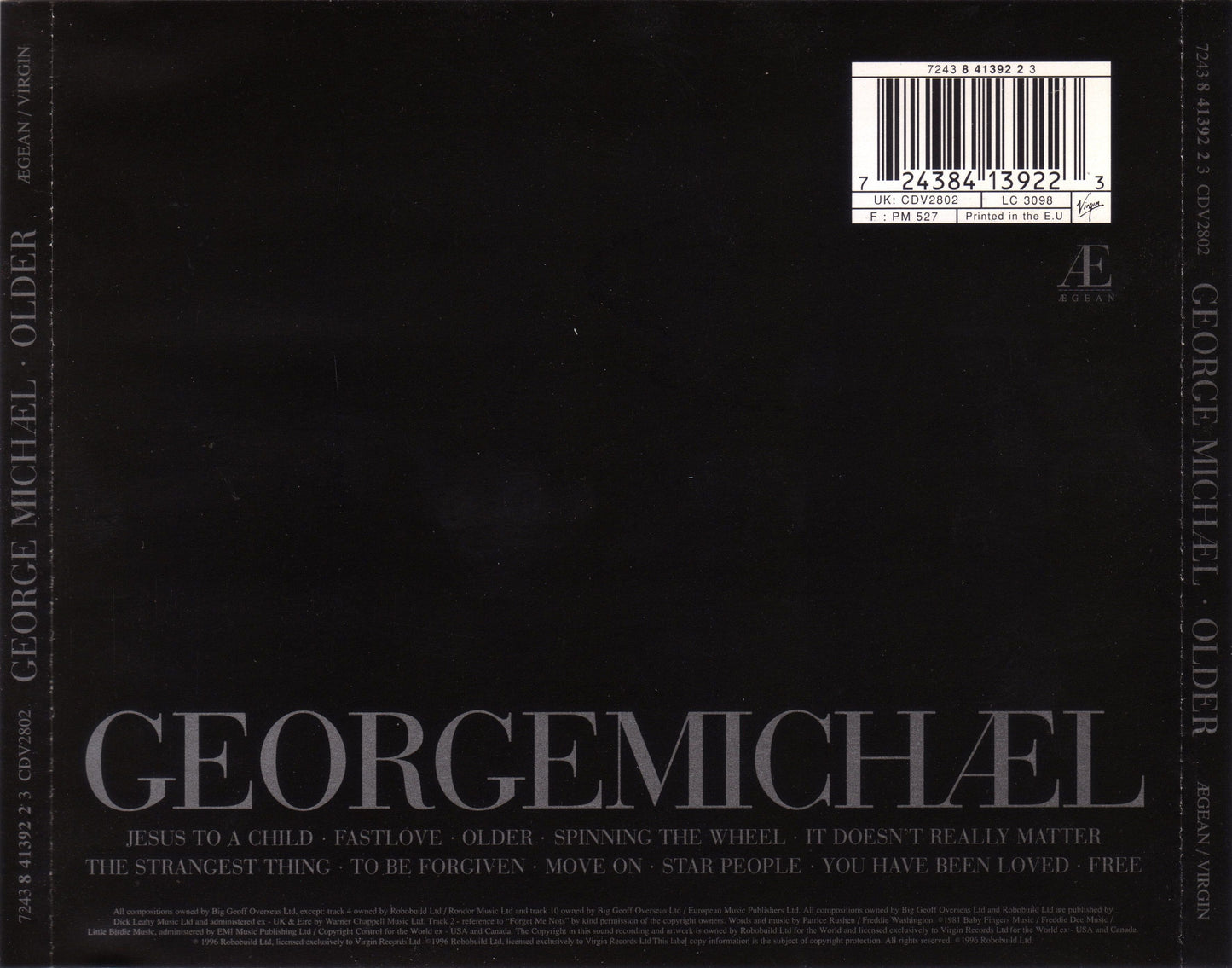 Older — George Michael back cover