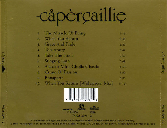 Capercaillie — Capercaillie back cover