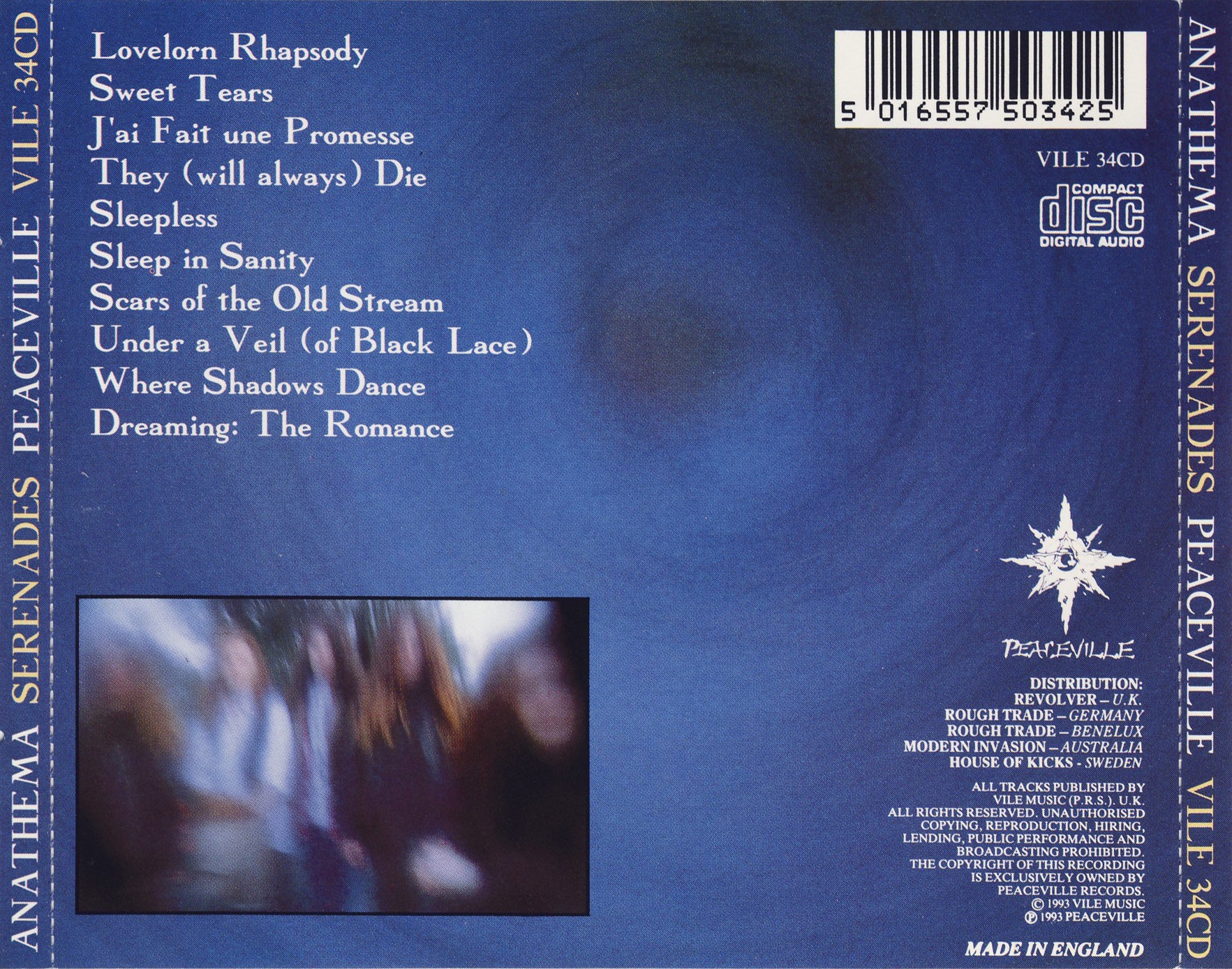 Serenades — Anathema back cover