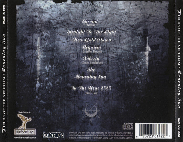 Mourning Sun — Fields of the Nephilim back cover