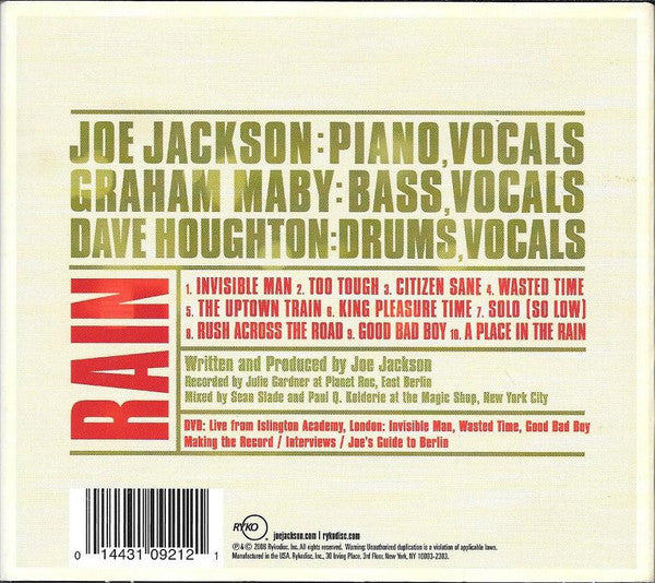 Rain — Joe Jackson back cover