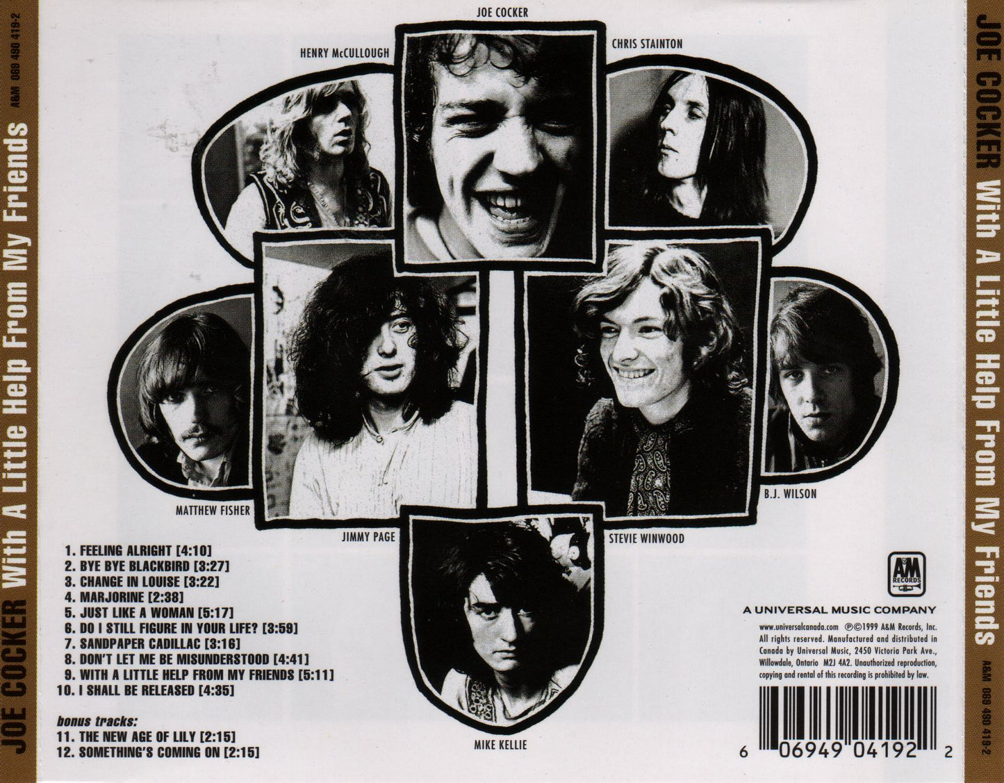 With a Little Help from My Friends — Joe Cocker back cover