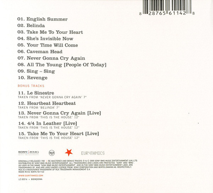 In the Garden — Eurythmics back cover