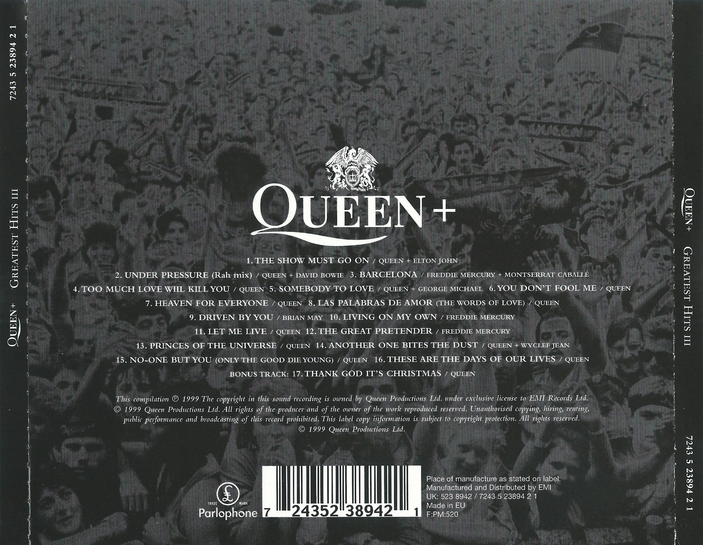 Greatest Hits III — Elton John/Queen back cover