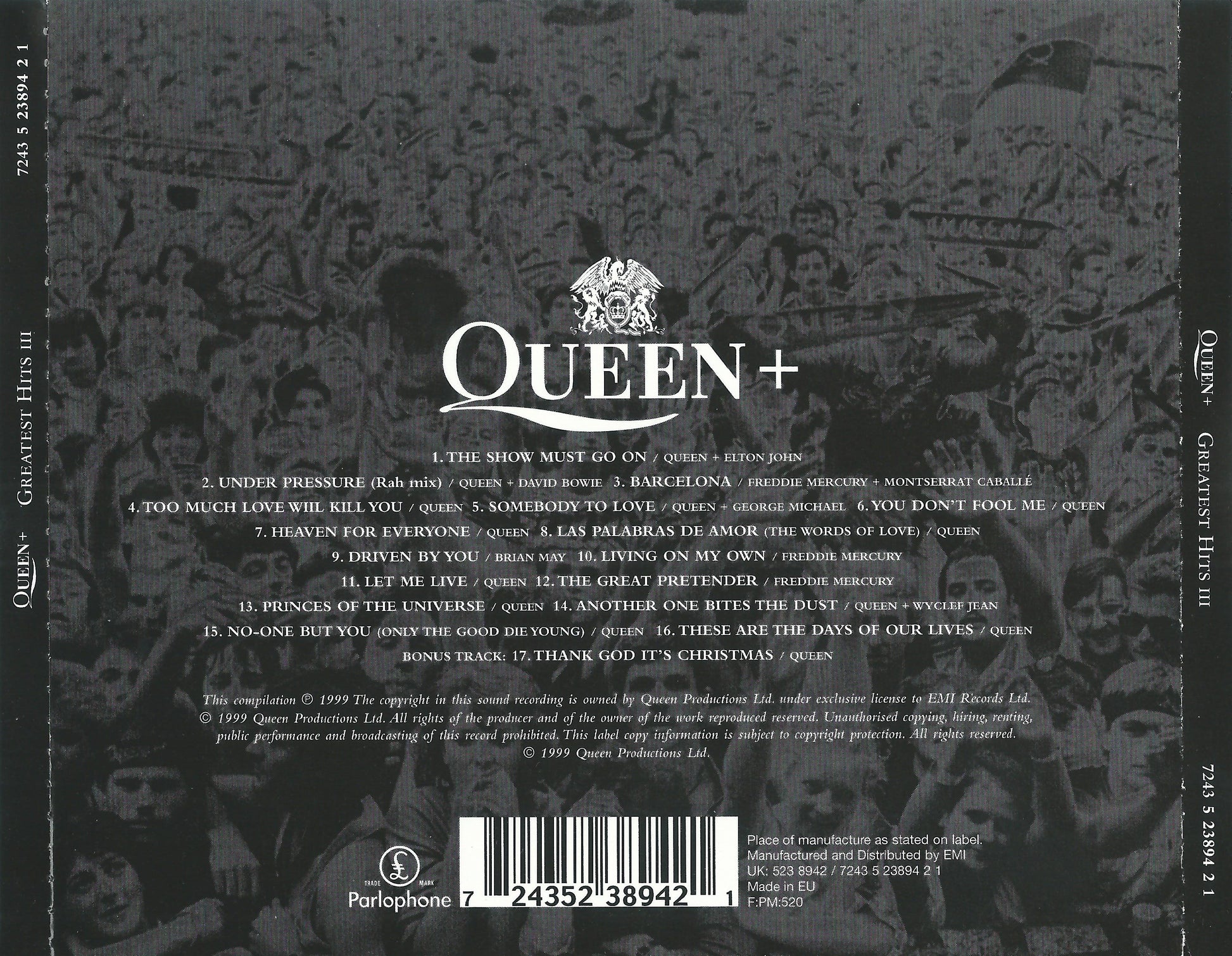 Greatest Hits III — Elton John/Queen back cover