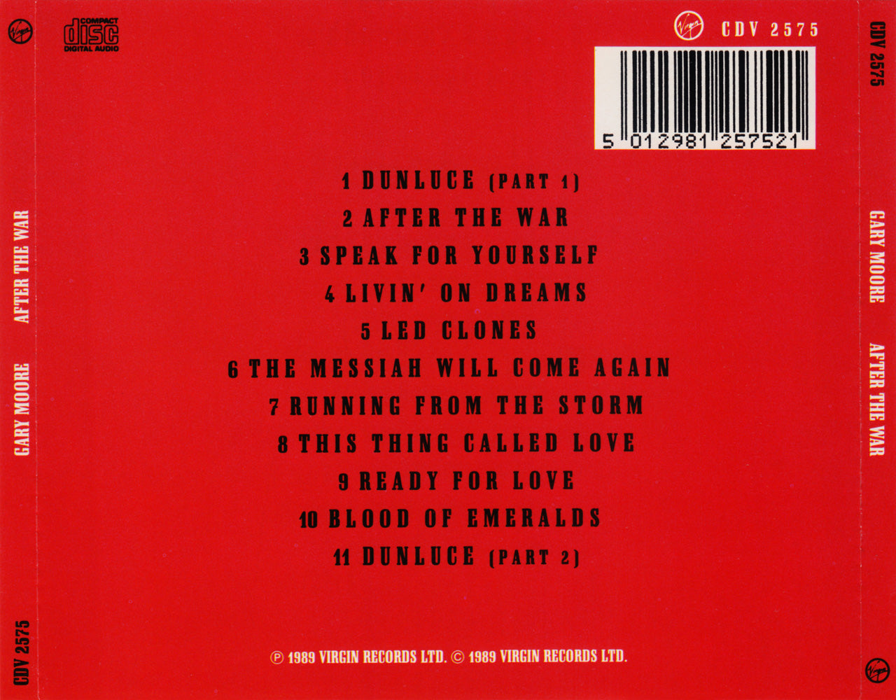 After the War â€” Gary Moore back cover