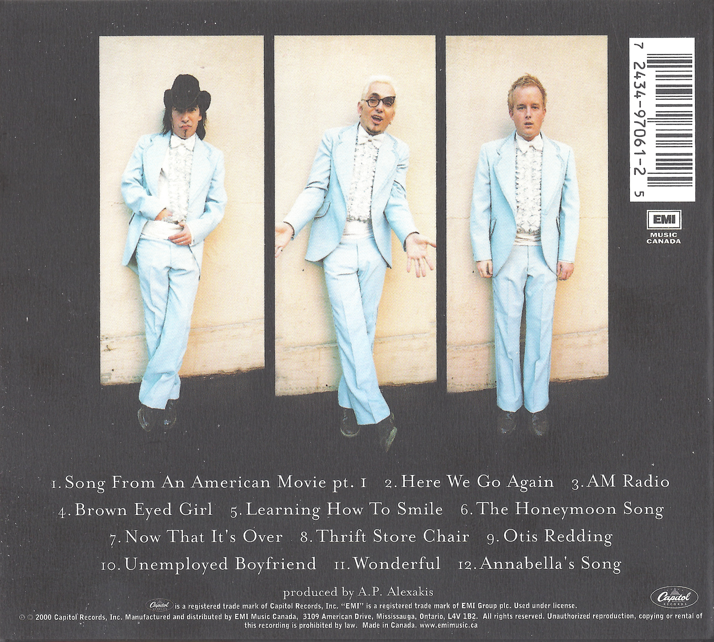 Songs from an American Movie, Vol. 1: Learning How to Smile — Everclear back cover