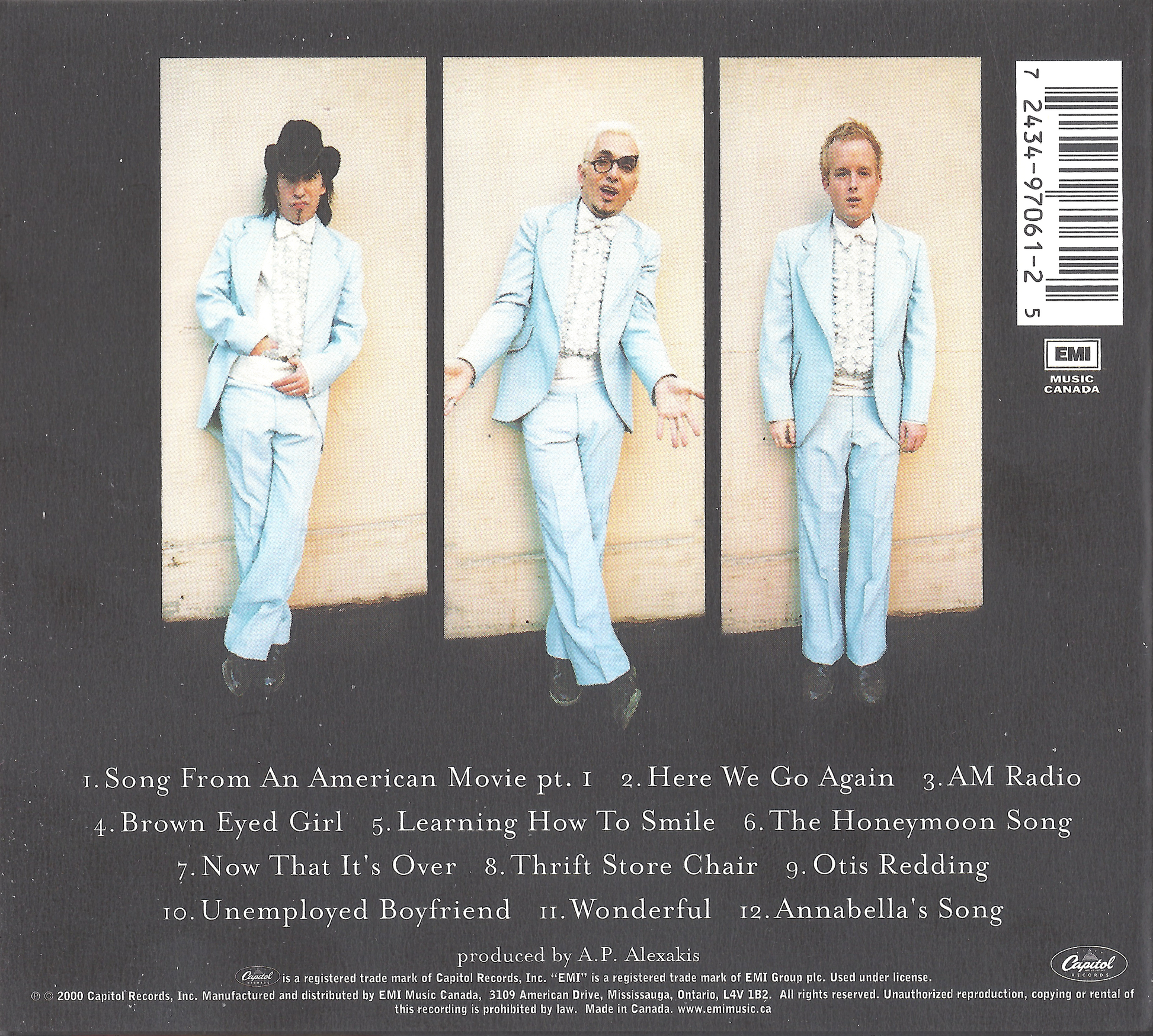 Songs from an American Movie, Vol. 1: Learning How to Smile — Everclear back cover