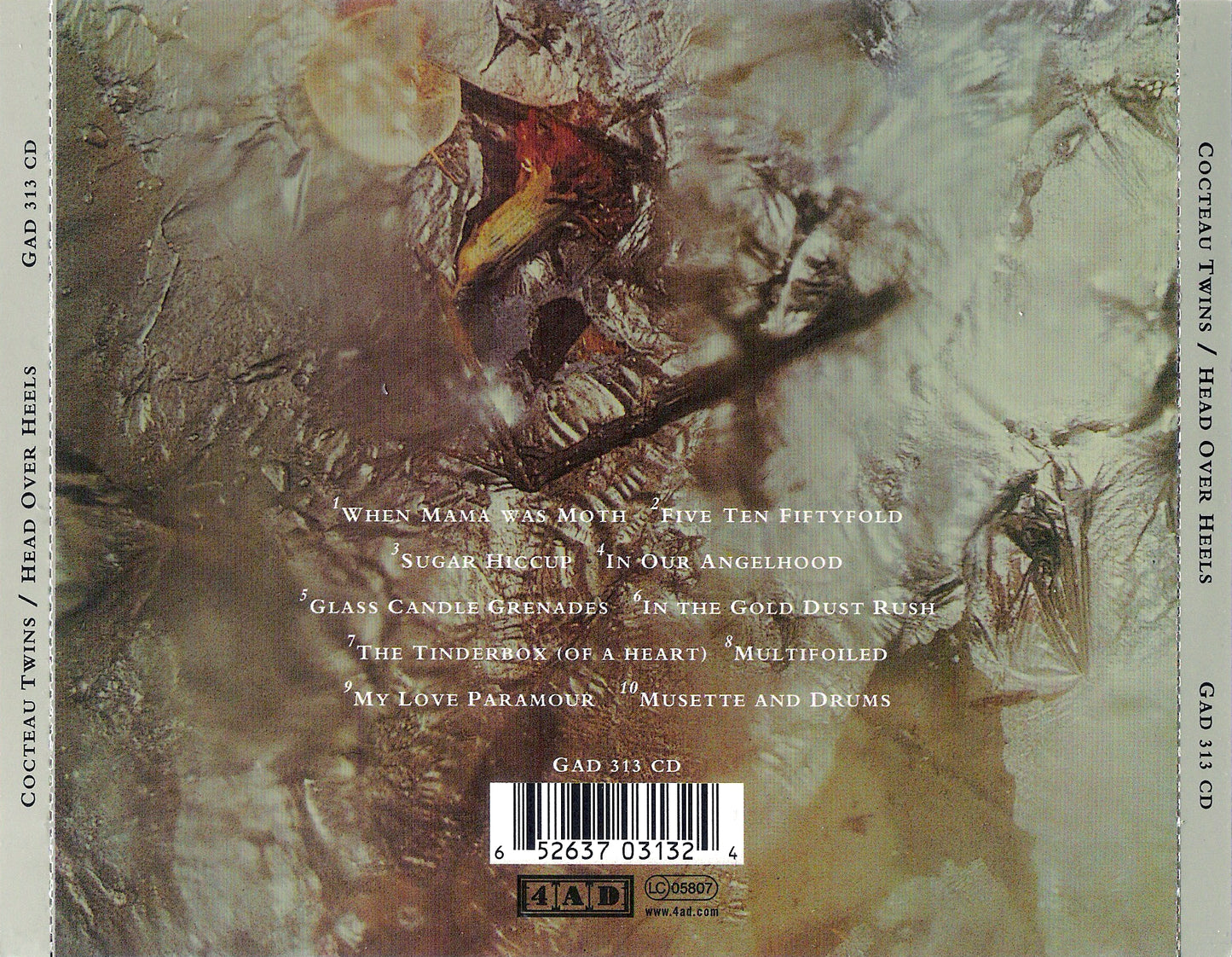 Head Over Heels — Cocteau Twins back cover