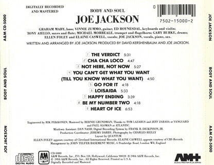 Body and Soul â€” Joe Jackson back cover