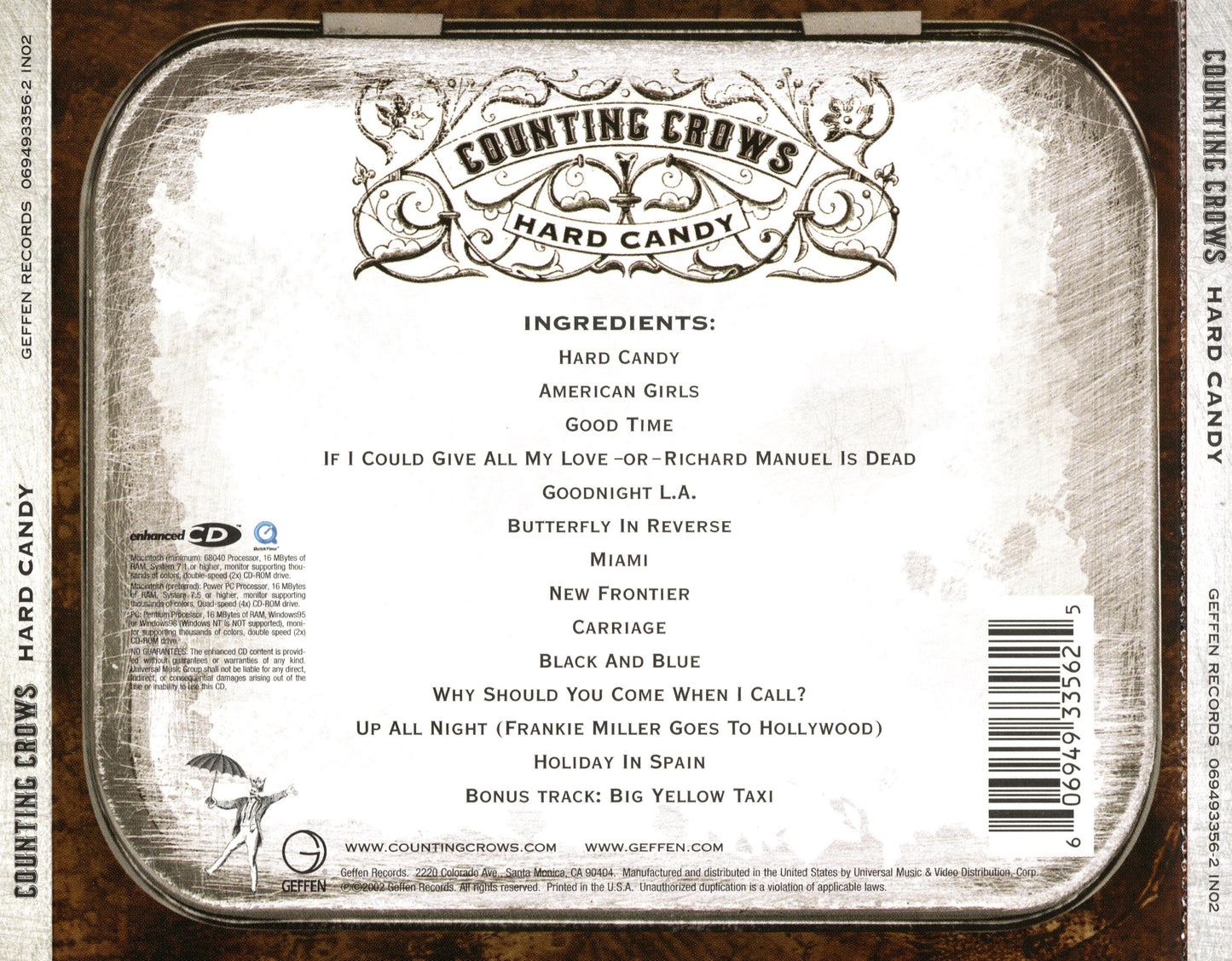 Hard Candy — Counting Crows back cover