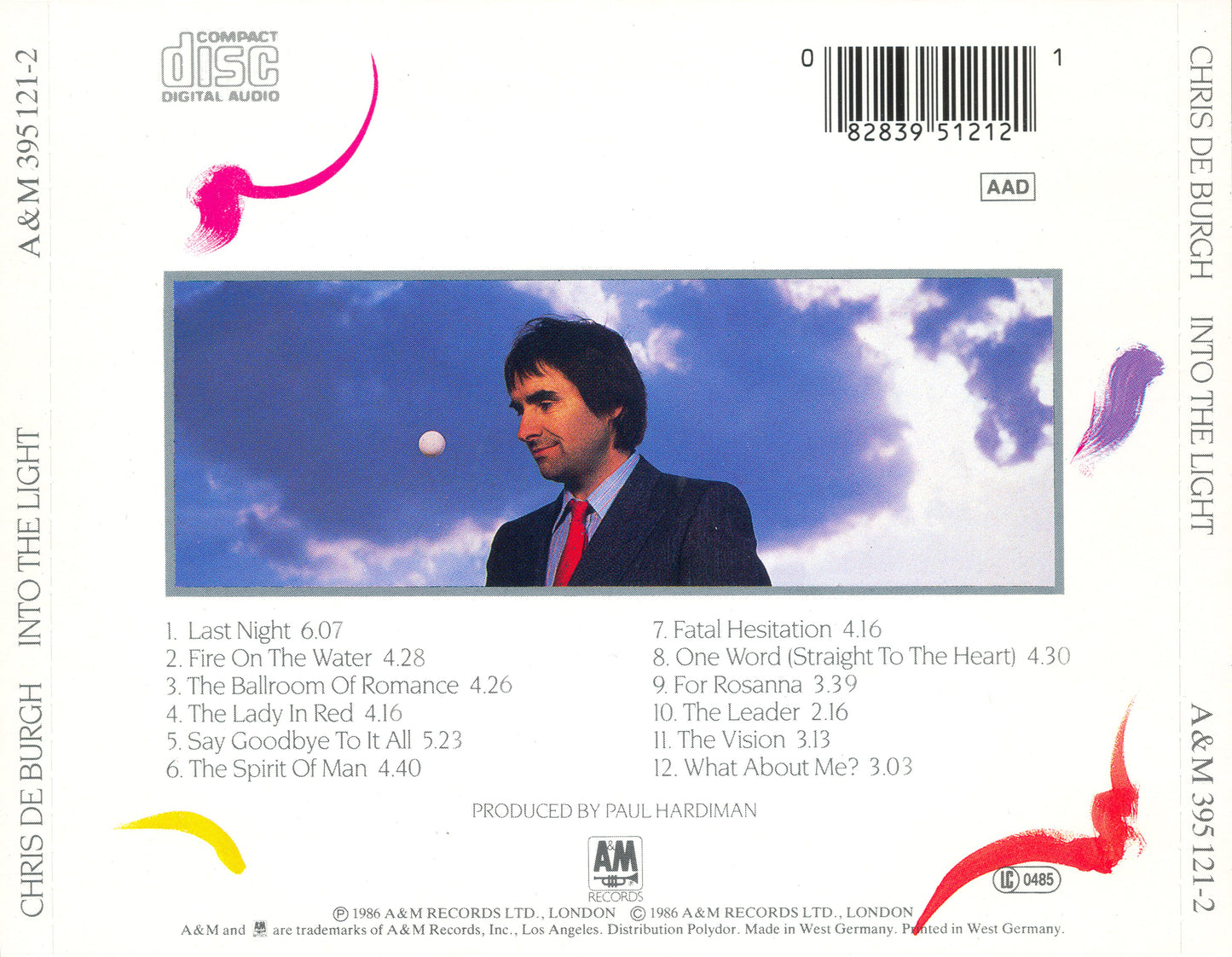 Into the Light — Chris de Burgh back cover