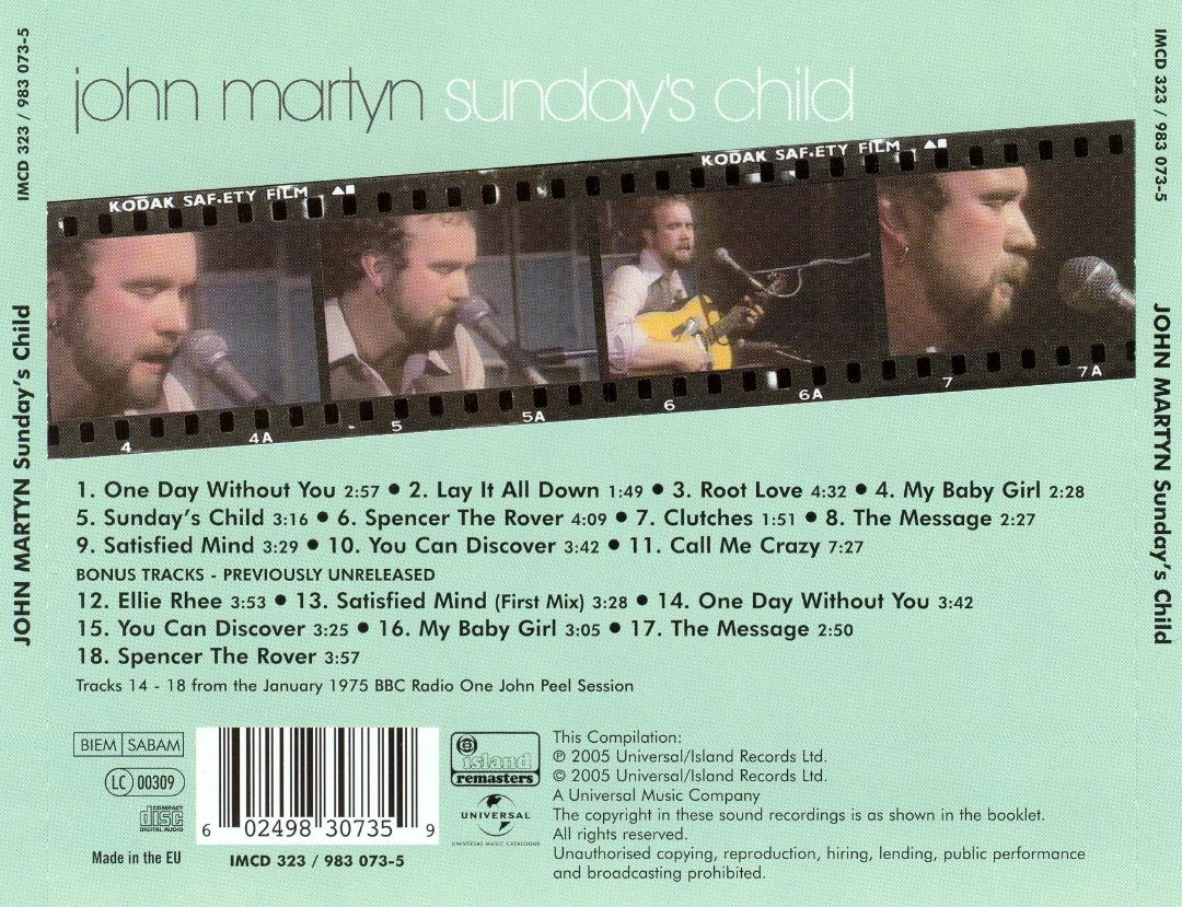 Sunday's Child — John Martyn back cover