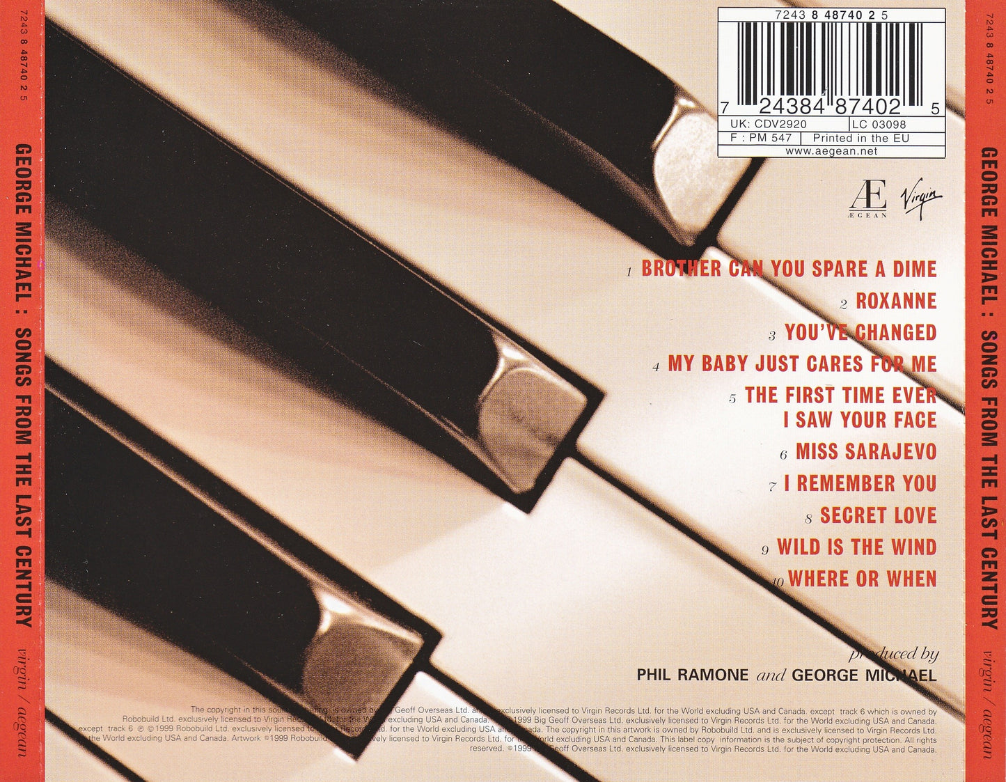 Songs from the Last Century — George Michael back cover