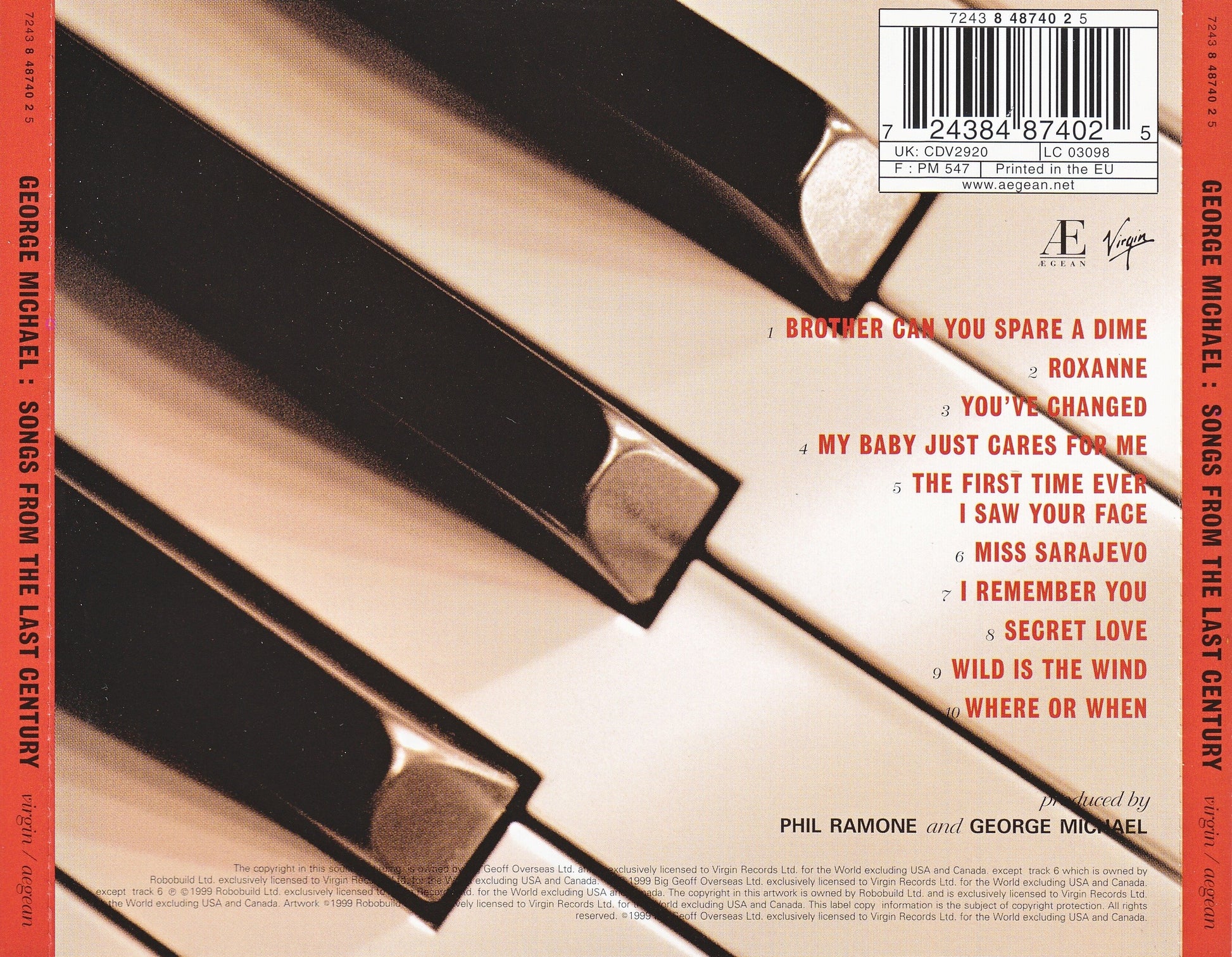 Songs from the Last Century — George Michael back cover