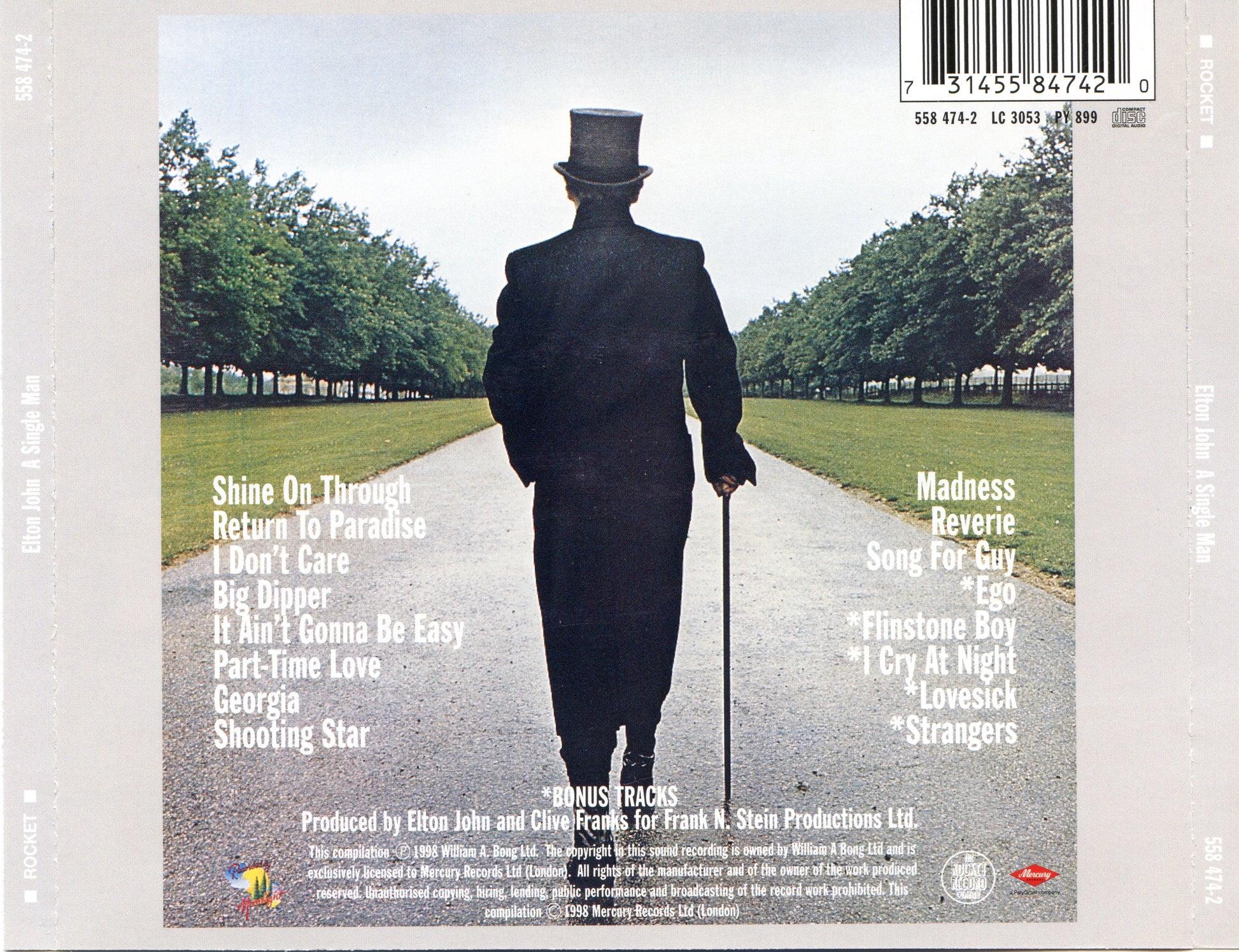 A Single Man — Elton John back cover