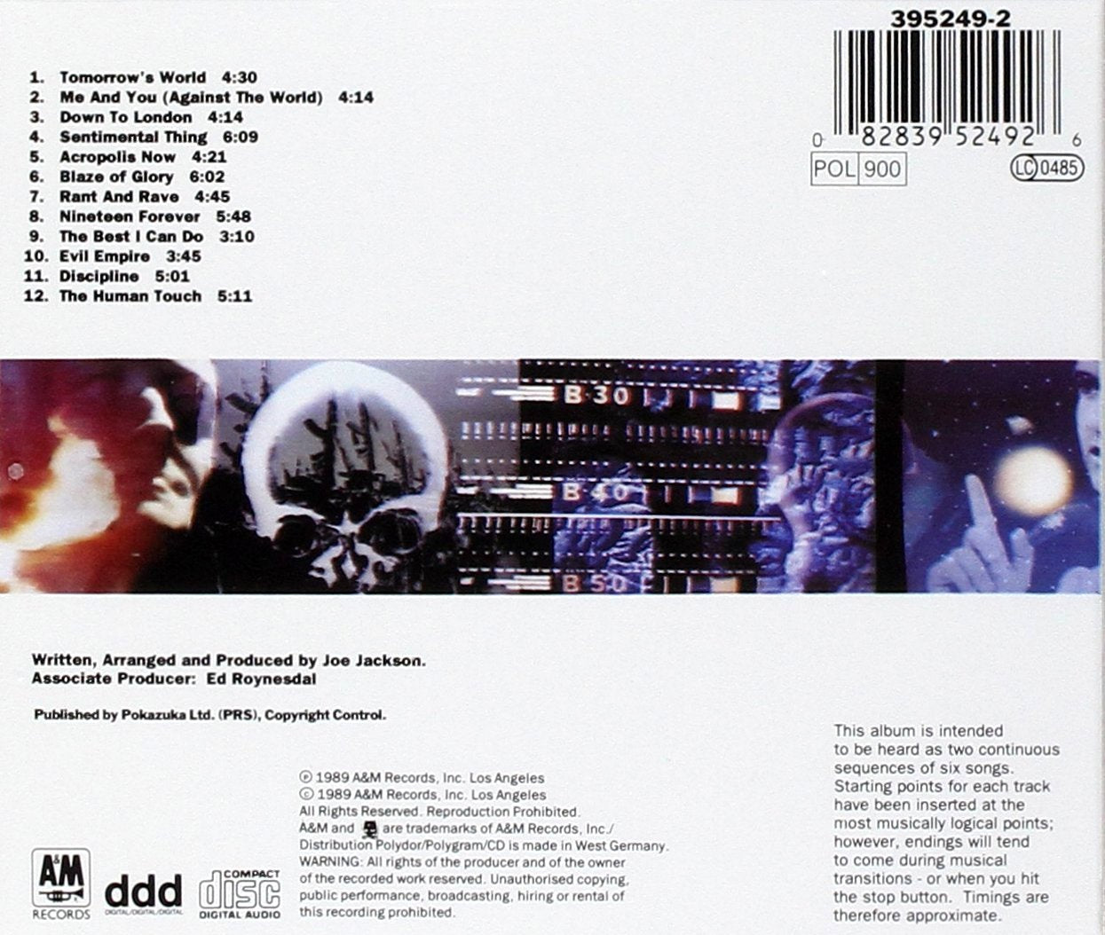 Blaze of Glory — Joe Jackson back cover