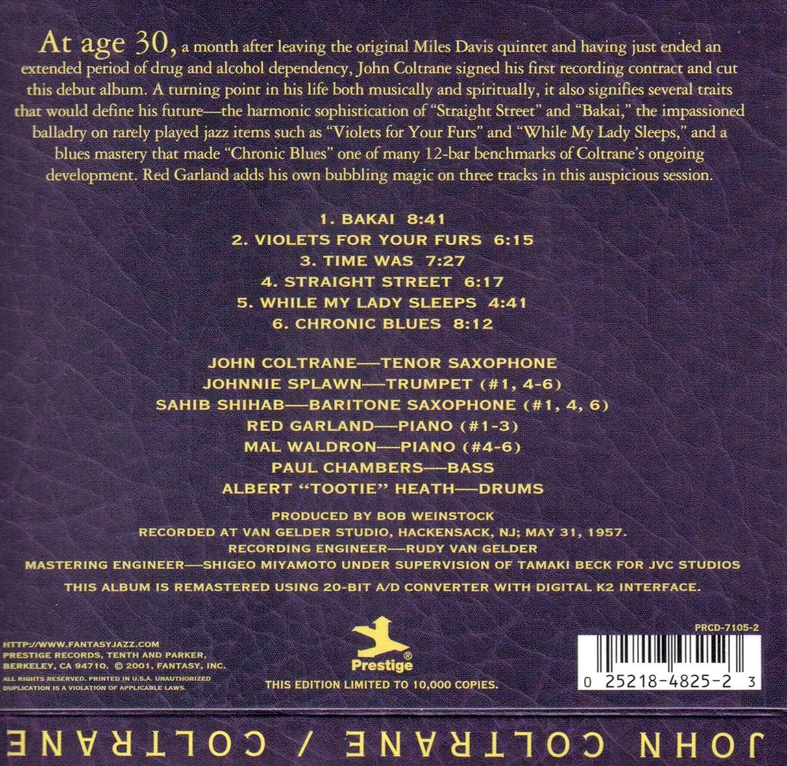 Coltrane (First Trane) — John Coltrane back cover