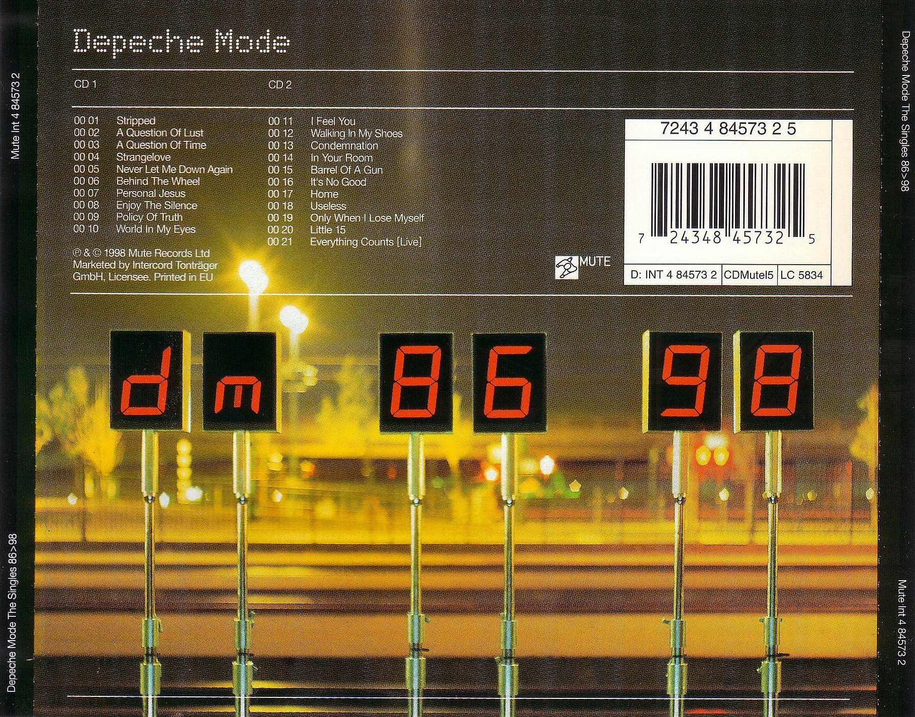 The Singles 86>98 — Depeche Mode back cover