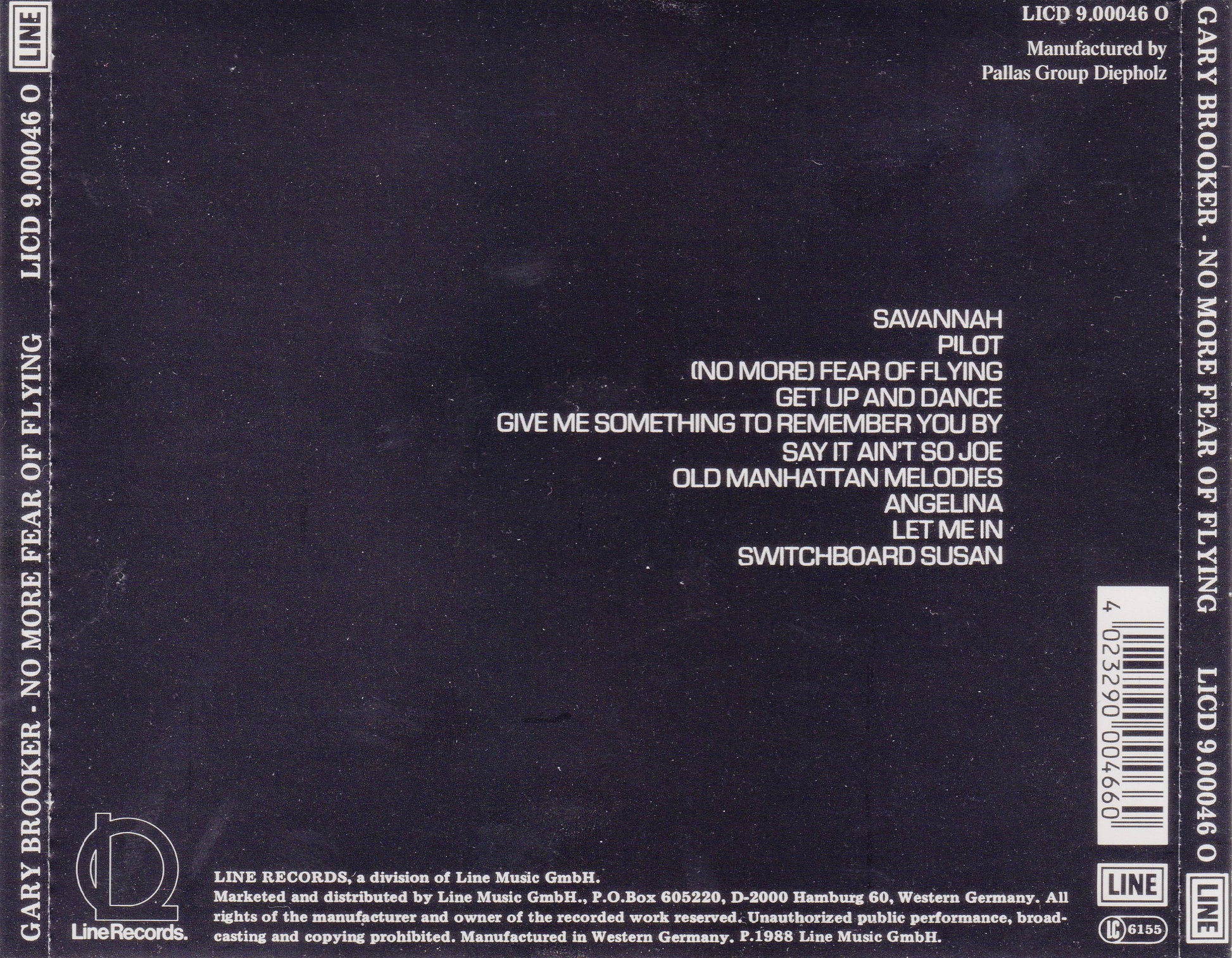 No More Fear Of Flying — Gary Brooker back cover