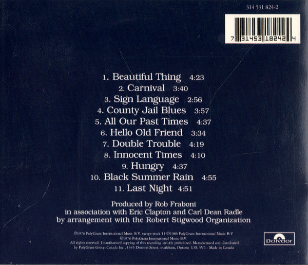 No Reason to Cry — Eric Clapton back cover