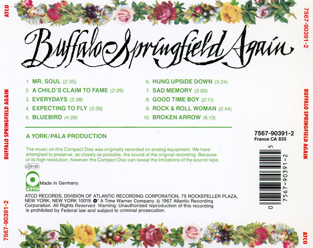 Buffalo Springfield Again — Buffalo Springfield back cover