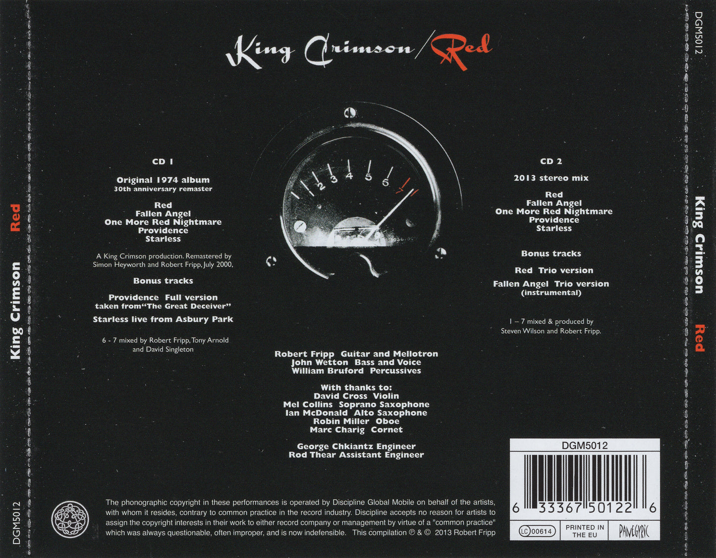 Red — King Crimson back cover