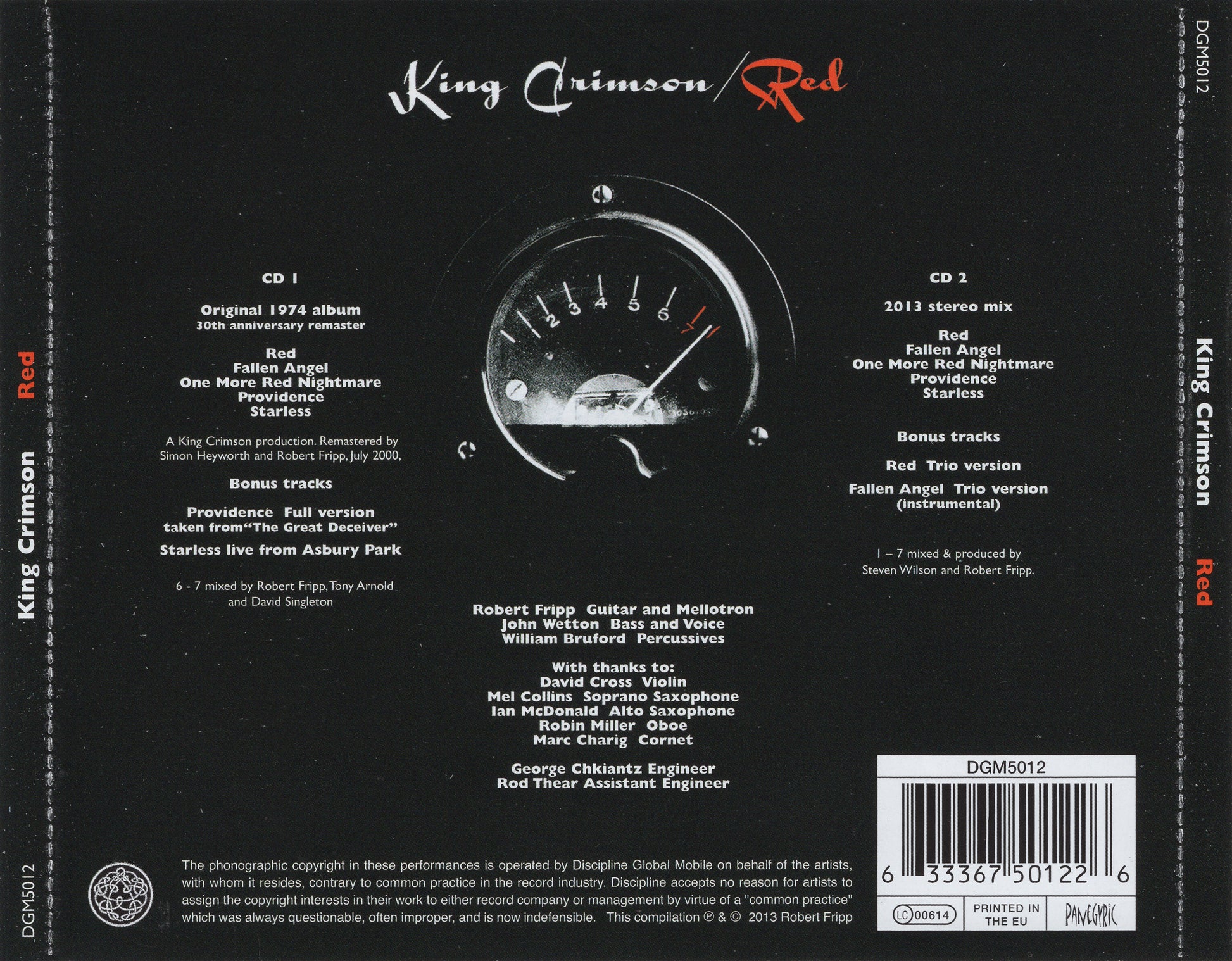 Red — King Crimson back cover