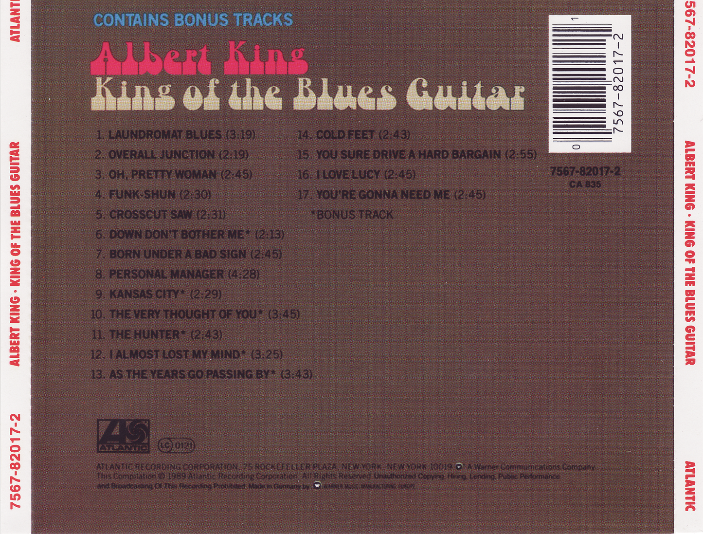 King of the Blues Guitar — Albert King back cover